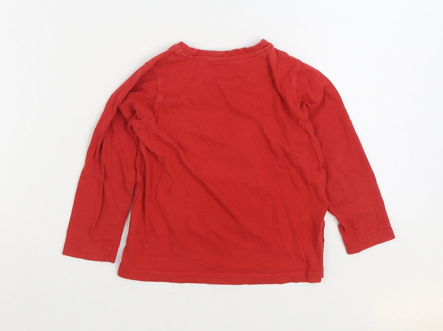 Primark Boys Red Cotton Basic T-Shirt Size 3-4 Years Round Neck Pullover - Ninja Dino!