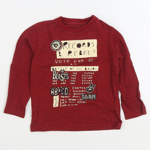 Losan Boys Red Cotton Basic T-Shirt Size 3 Years Round Neck Pullover - Records & Labels