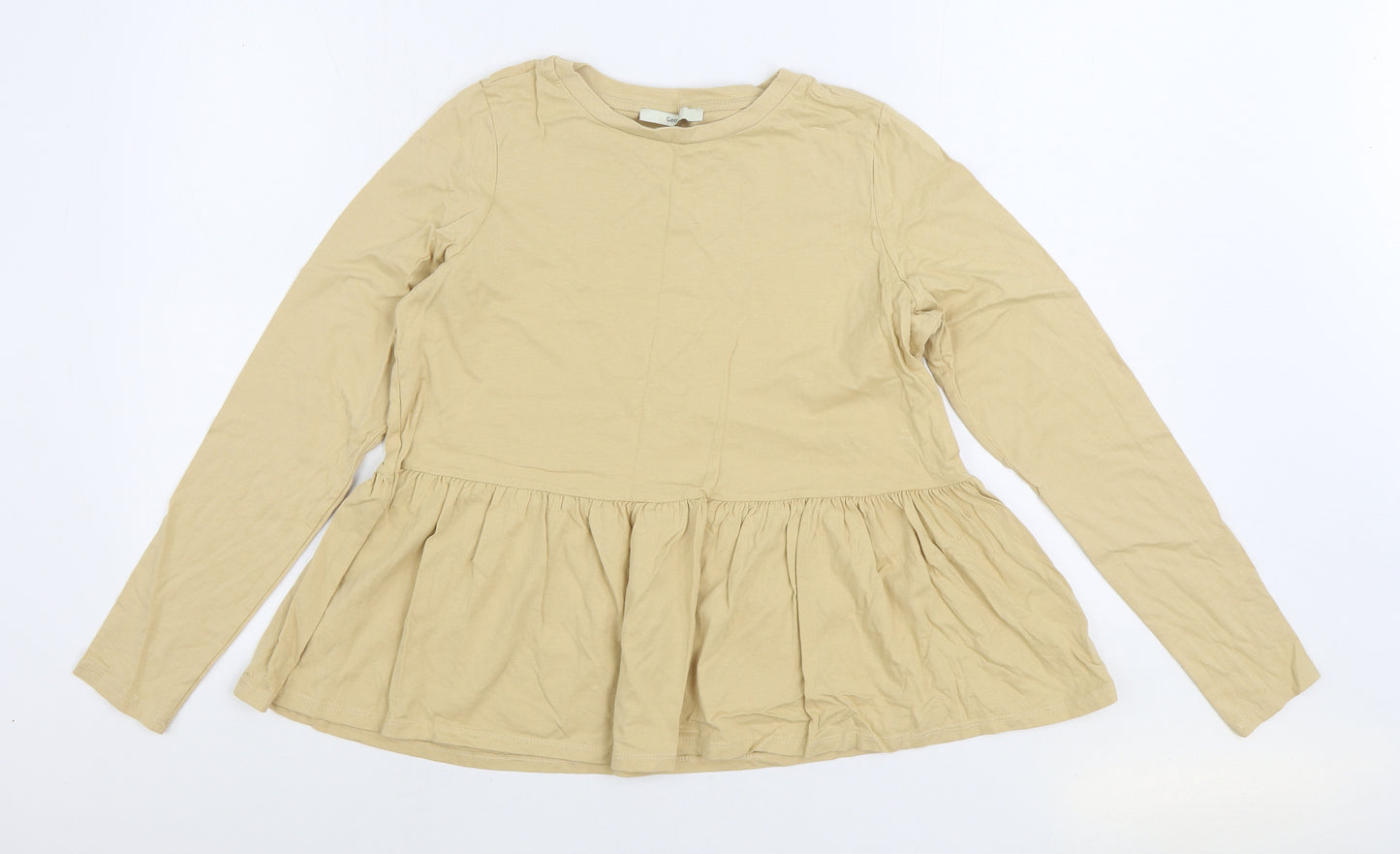 George Womens Beige 100% Cotton Basic Blouse Size 10 Round Neck