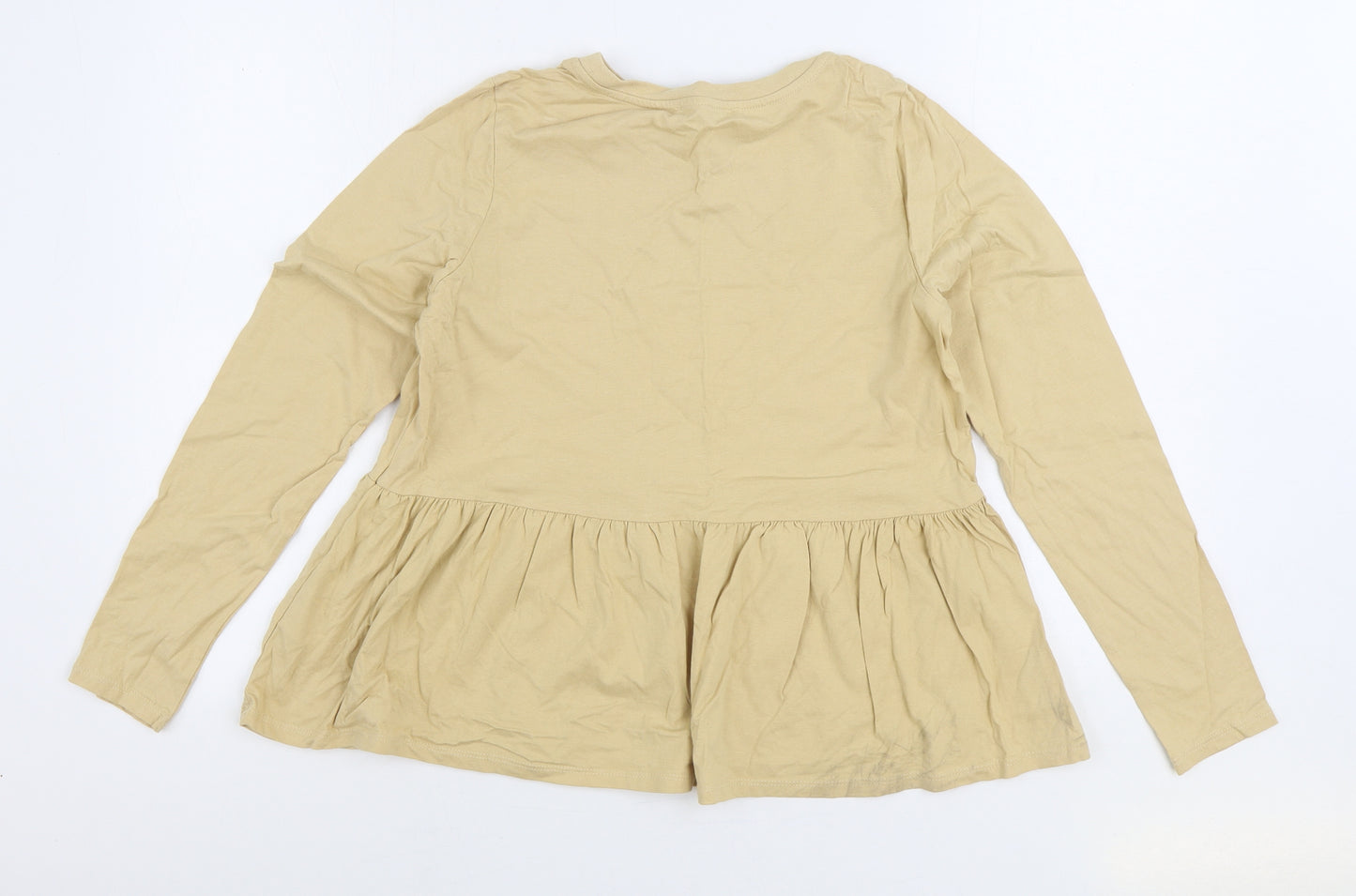 George Womens Beige 100% Cotton Basic Blouse Size 10 Round Neck