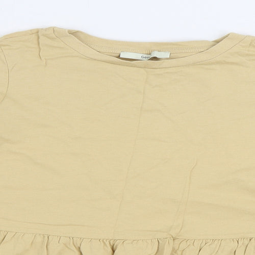 George Womens Beige 100% Cotton Basic Blouse Size 10 Round Neck