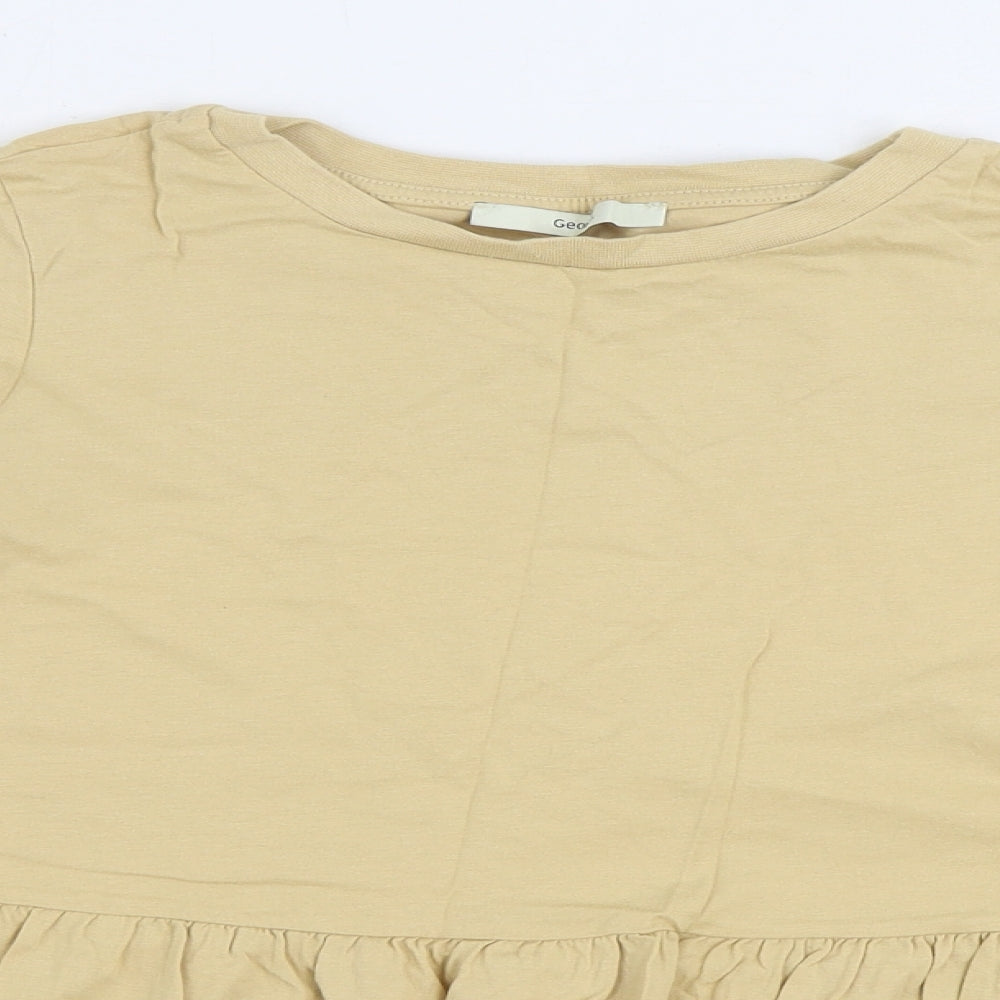 George Womens Beige 100% Cotton Basic Blouse Size 10 Round Neck