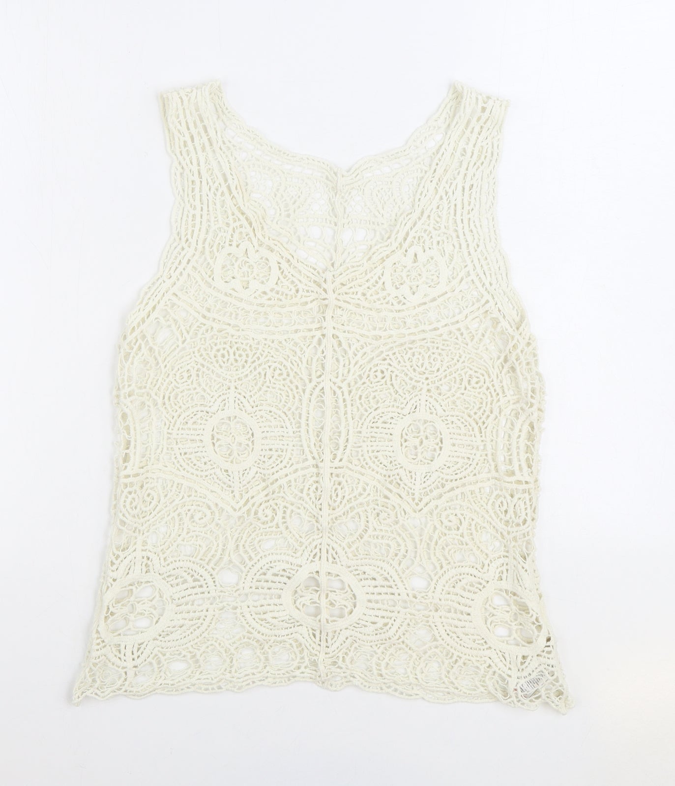NEXT Womens Ivory V-Neck 100% Cotton Vest Jumper Size M