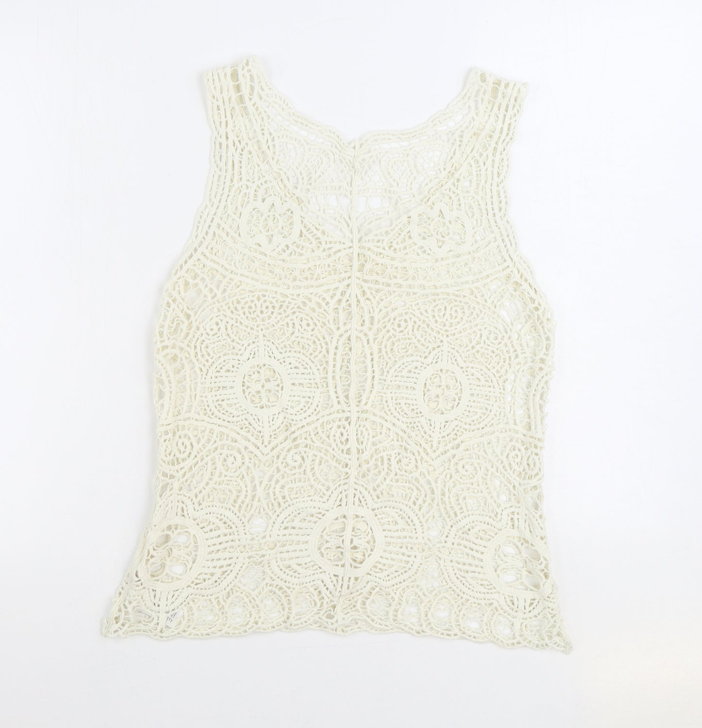 NEXT Womens Ivory V-Neck 100% Cotton Vest Jumper Size M