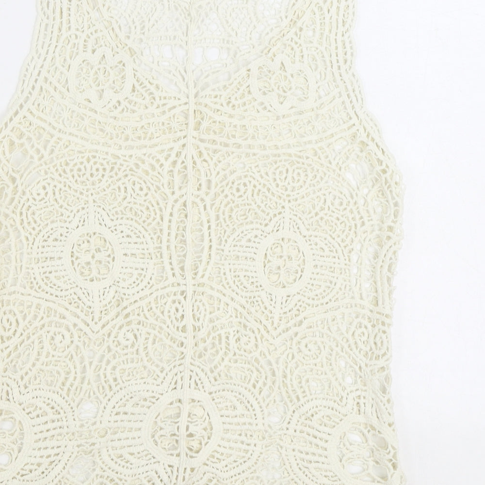 NEXT Womens Ivory V-Neck 100% Cotton Vest Jumper Size M