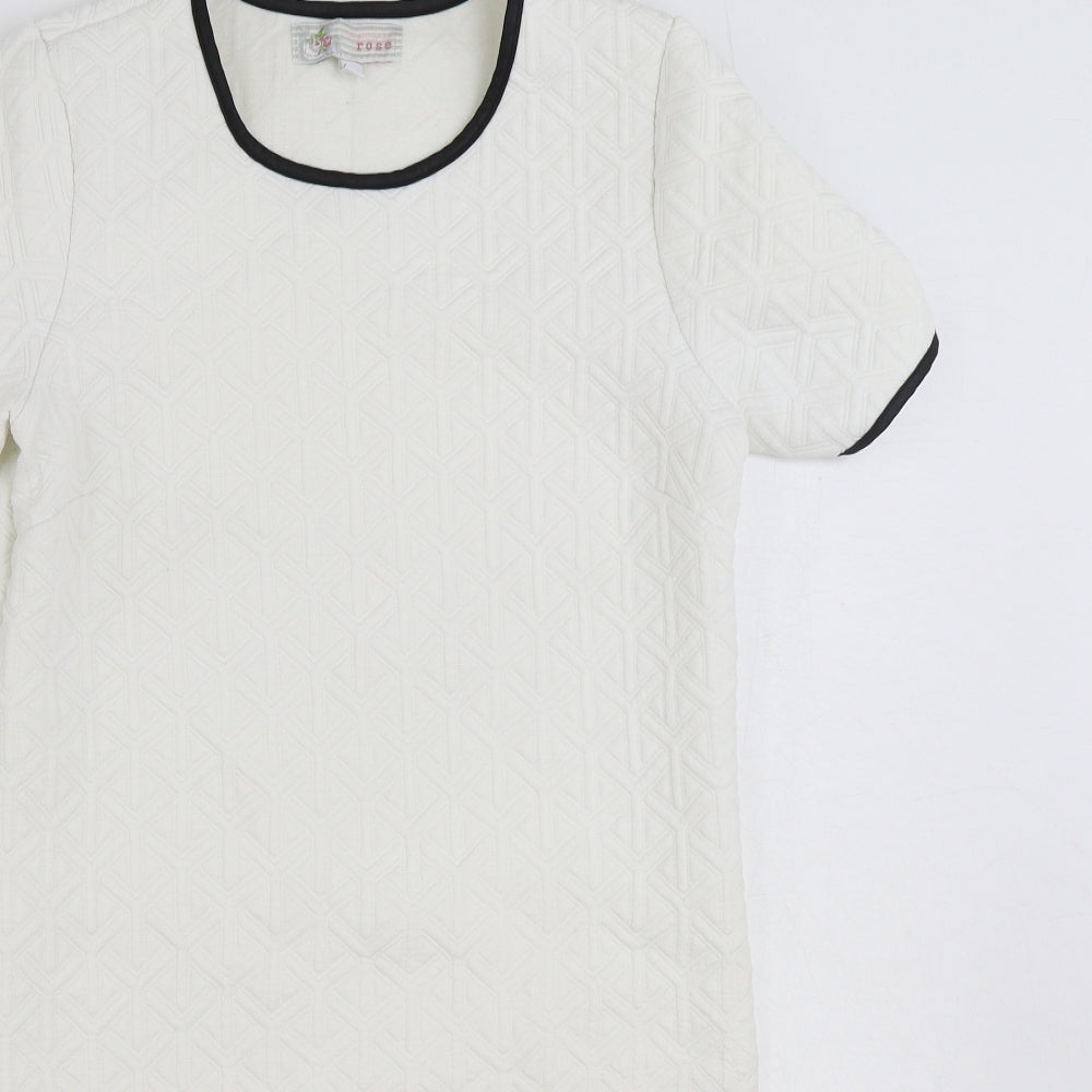 Cameo Rose Womens White Polyester Shift Size 12 Round Neck Pullover