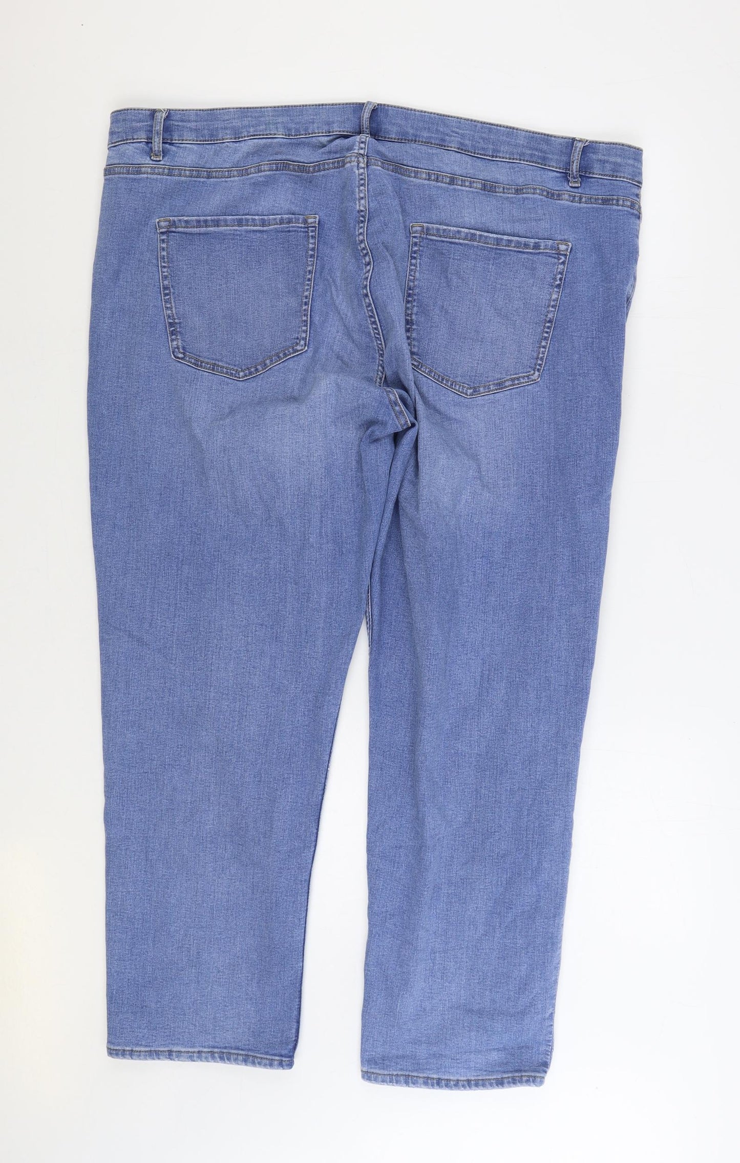 Marks and Spencer Womens Blue Cotton Straight Jeans Size 24 L28 in Regular Zip
