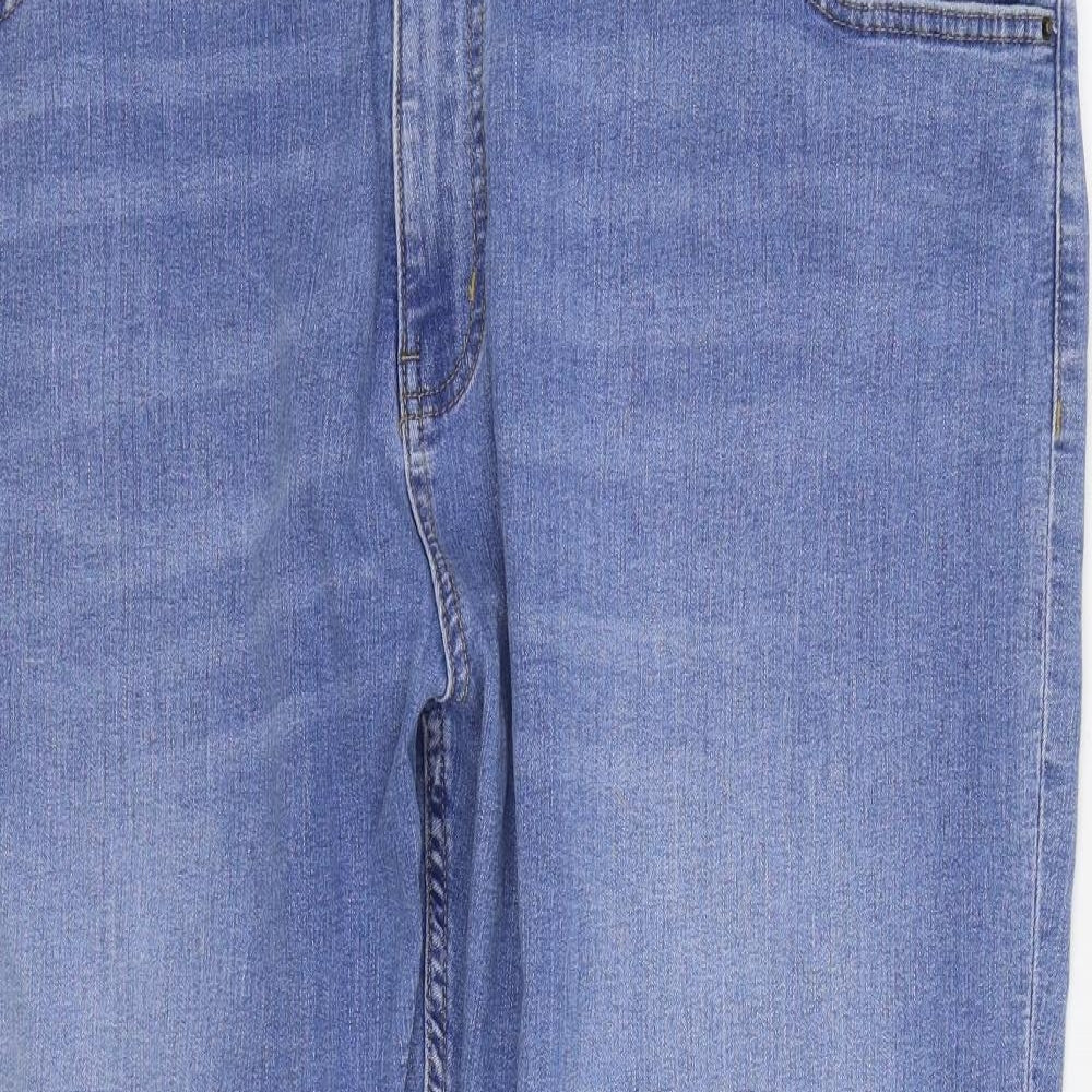 Marks and Spencer Womens Blue Cotton Straight Jeans Size 24 L28 in Regular Zip