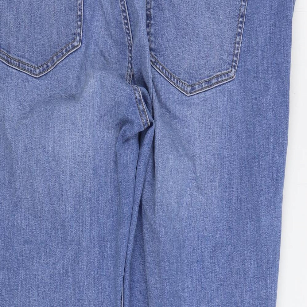 Marks and Spencer Womens Blue Cotton Straight Jeans Size 24 L28 in Regular Zip