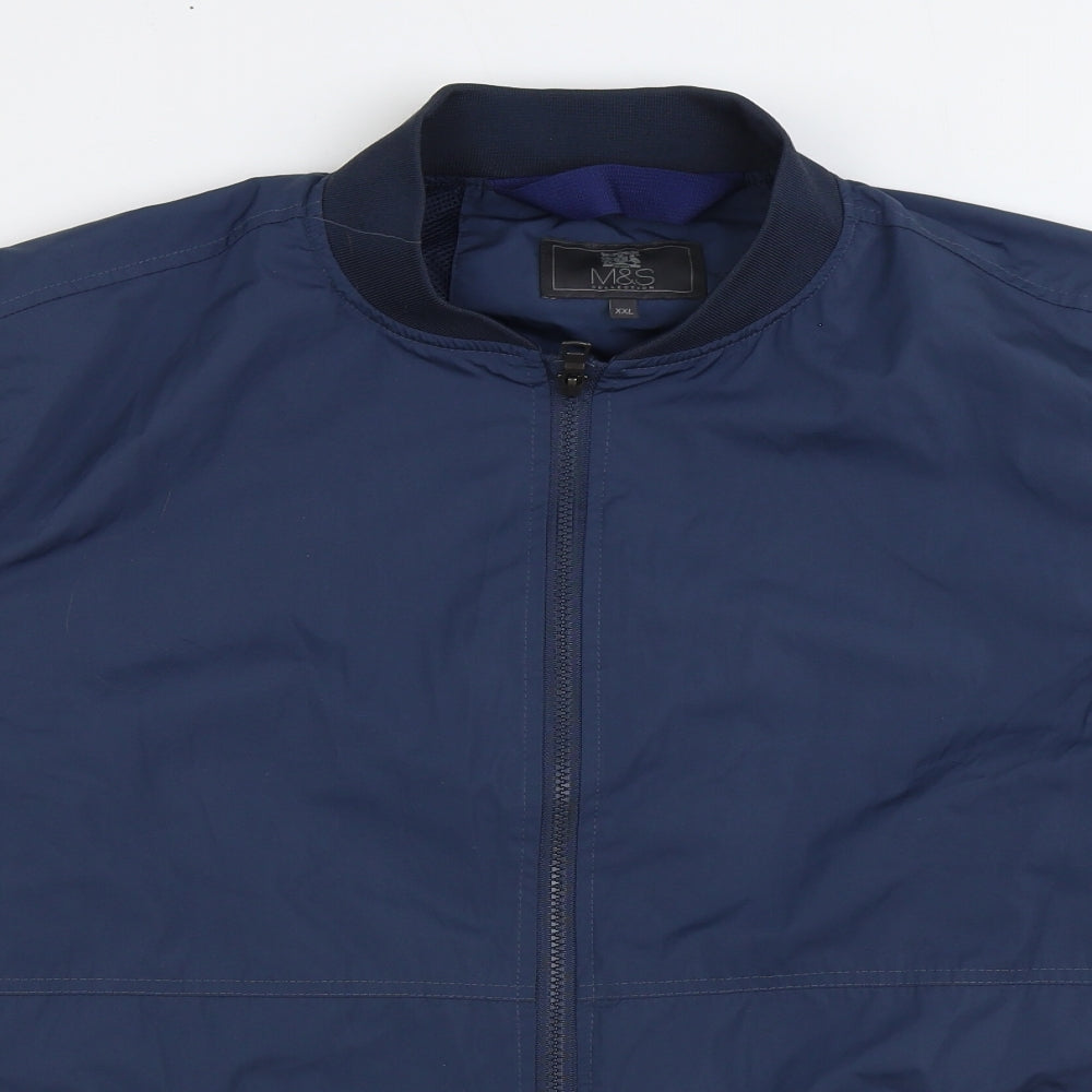 Marks and Spencer Mens Blue Bomber Jacket Jacket Size 2XL Zip