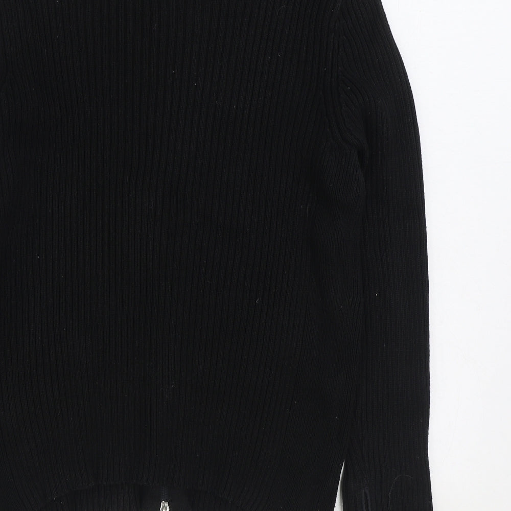 Style&co. Womens Black Collared 100% Cotton Full Zip Jumper Size L