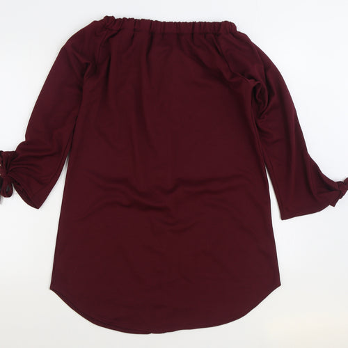 Silk Womens Purple Polyester Shirt Dress Size M Off the Shoulder Pullover