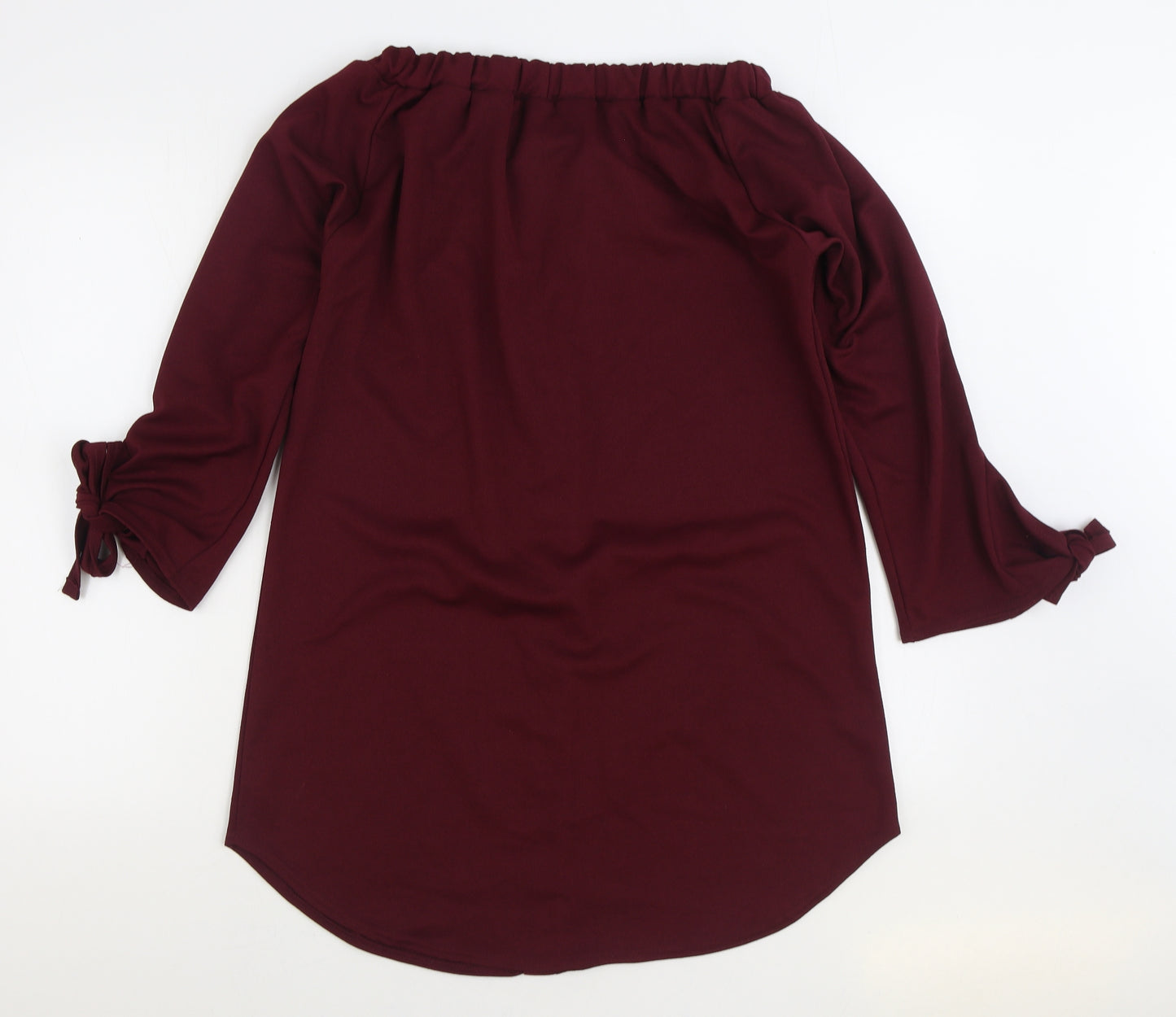 Silk Womens Purple Polyester Shirt Dress Size M Off the Shoulder Pullover