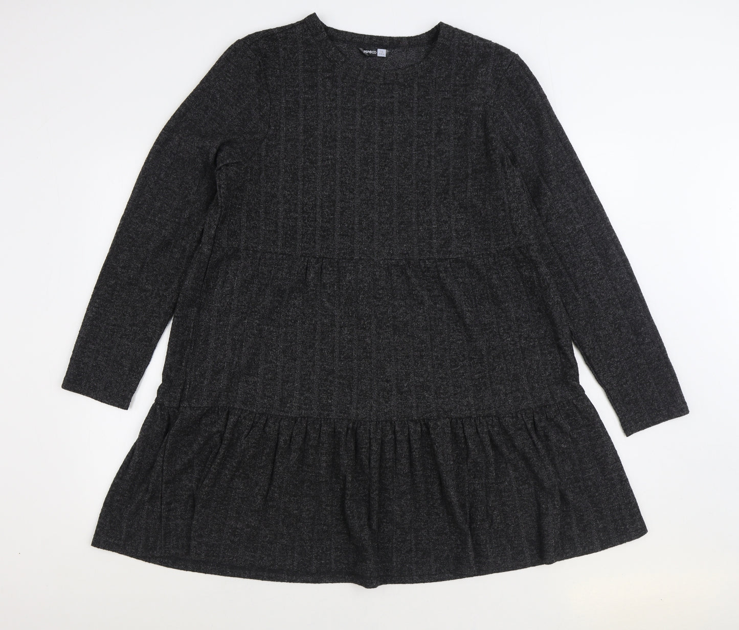 PEP&CO Womens Grey Cotton Jumper Dress Size 16 Round Neck Pullover