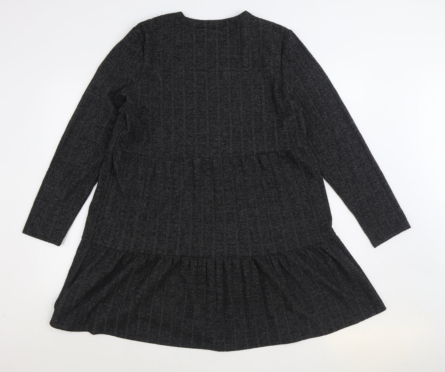 PEP&CO Womens Grey Cotton Jumper Dress Size 16 Round Neck Pullover