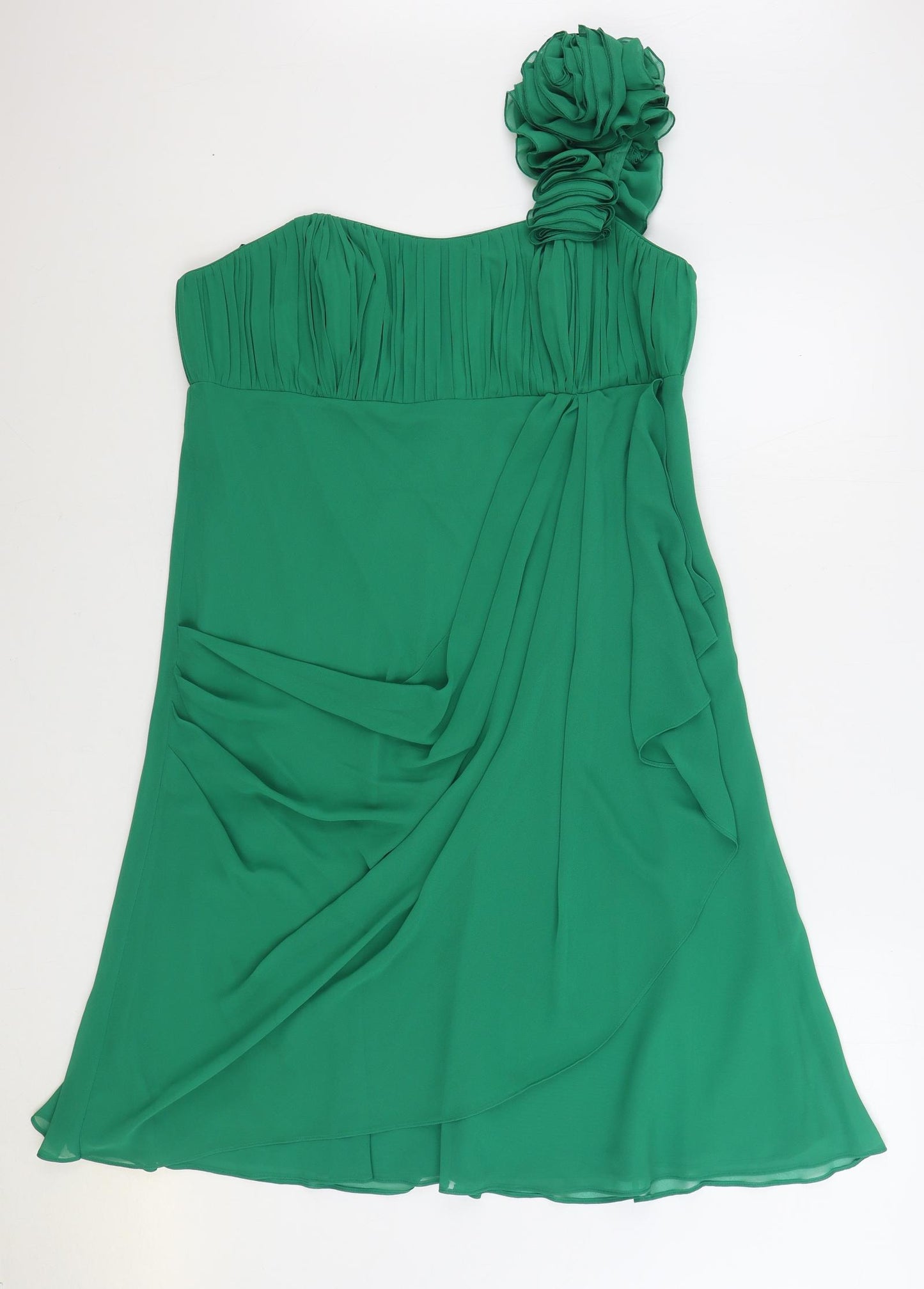 Debut Womens Green Polyester Mini Size 18 One Shoulder Zip
