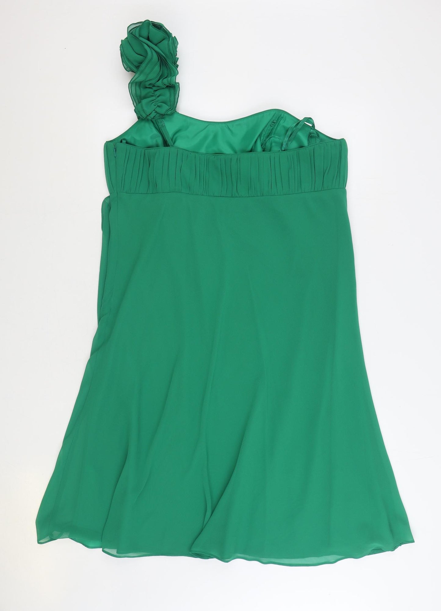 Debut Womens Green Polyester Mini Size 18 One Shoulder Zip