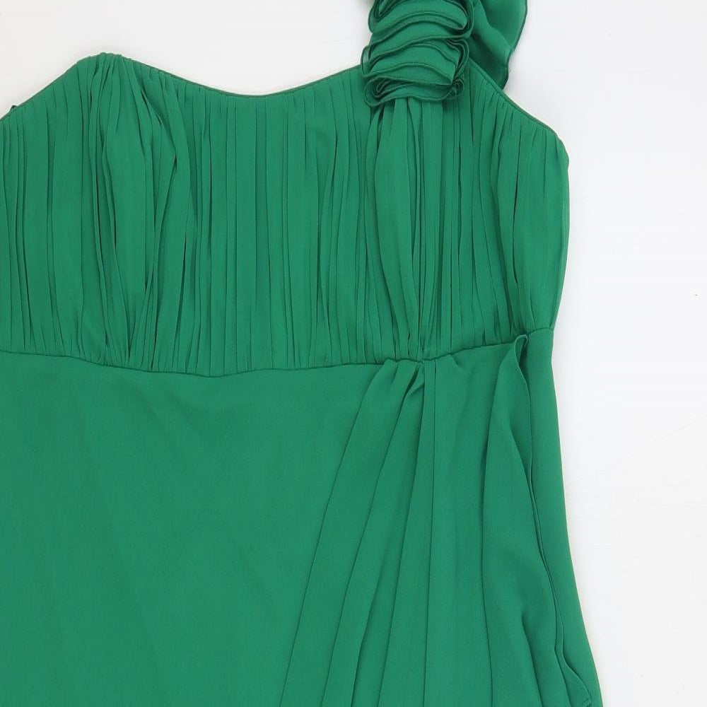 Debut Womens Green Polyester Mini Size 18 One Shoulder Zip