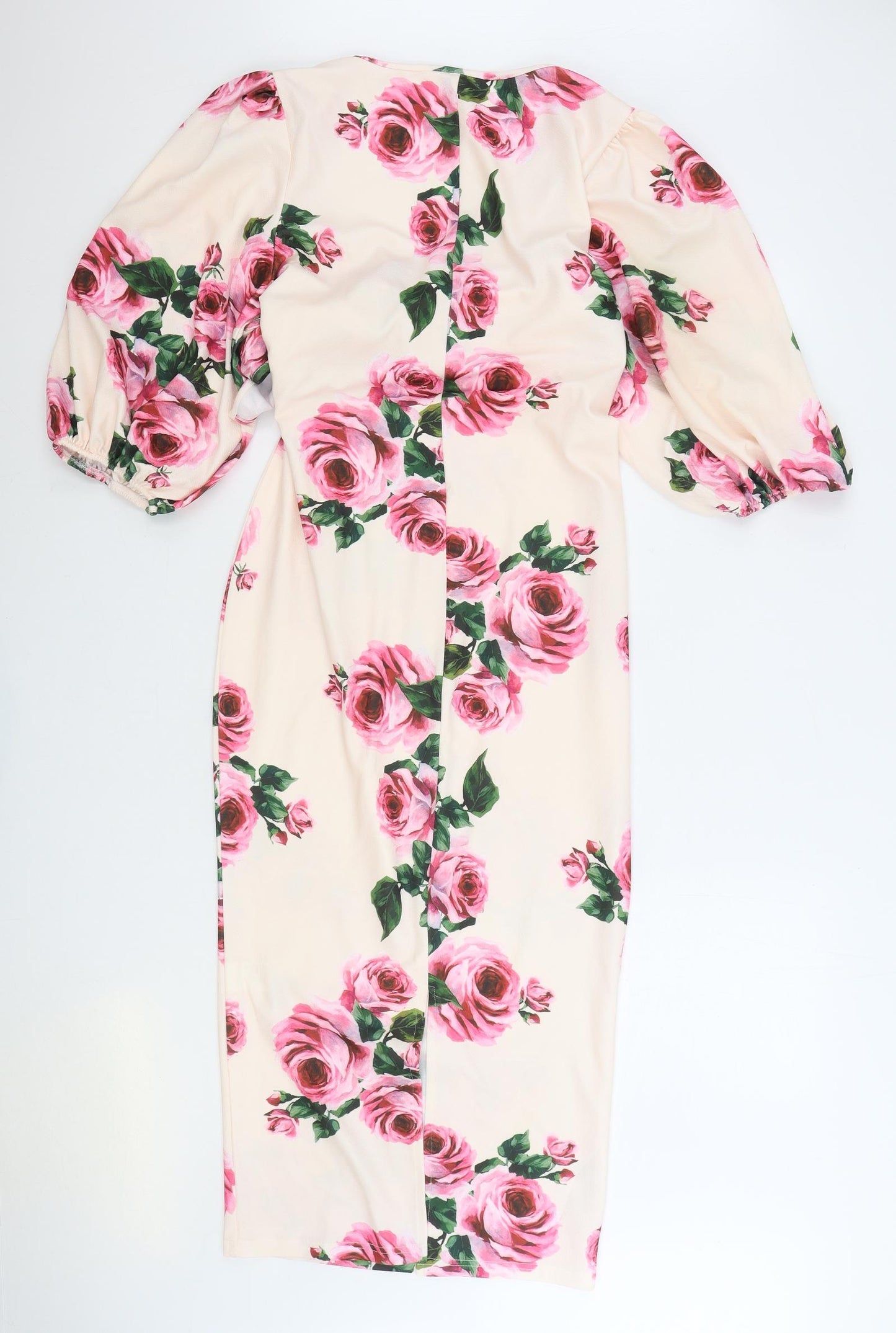 SheIn Womens Pink Floral Polyester Pencil Dress Size XL V-Neck Pullover