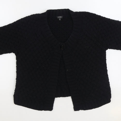 Savida Womens Black V-Neck Acrylic Cardigan Jumper Size 12