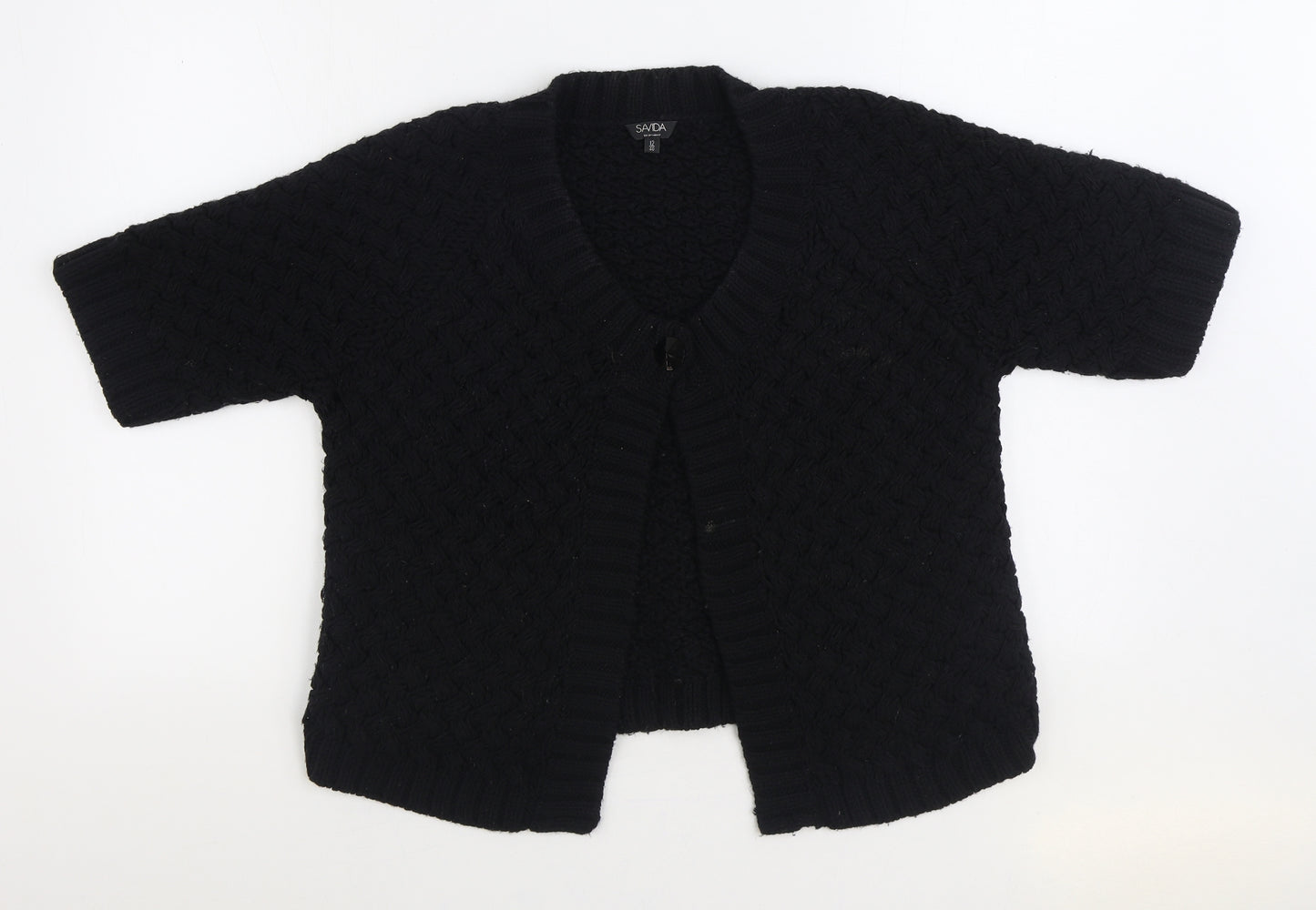 Savida Womens Black V-Neck Acrylic Cardigan Jumper Size 12