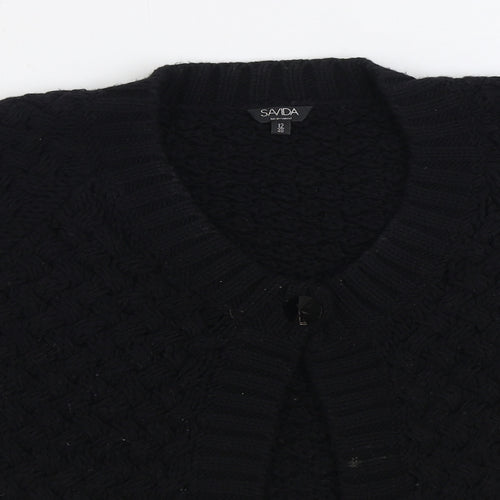Savida Womens Black V-Neck Acrylic Cardigan Jumper Size 12