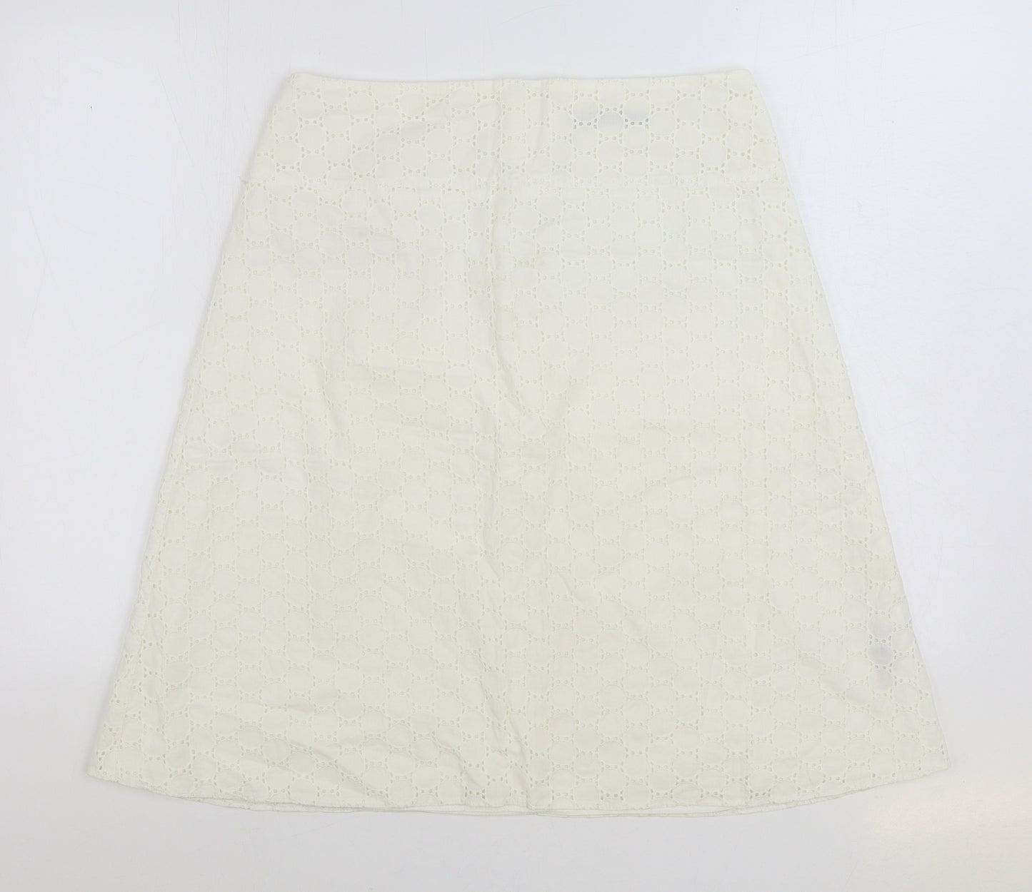 Dunnes Stores Womens White Cotton A-Line Skirt Size 12 Zip