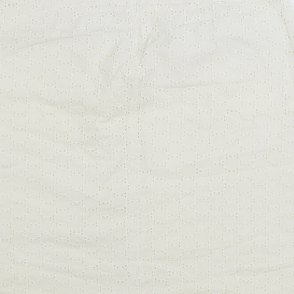 Dunnes Stores Womens White Cotton A-Line Skirt Size 12 Zip