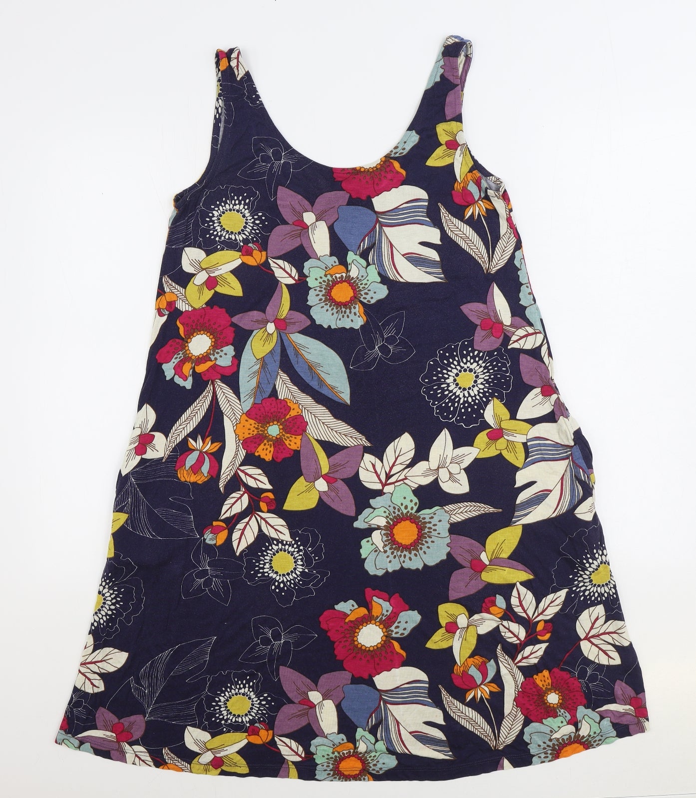 NEXT Womens Multicoloured Geometric Viscose Tank Dress Size 14 Scoop Neck Pullover