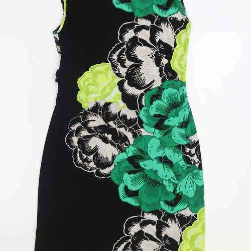 The Collection Womens Multicoloured Floral Cotton Sheath Size 12 Boat Neck Pullover - Tie Front