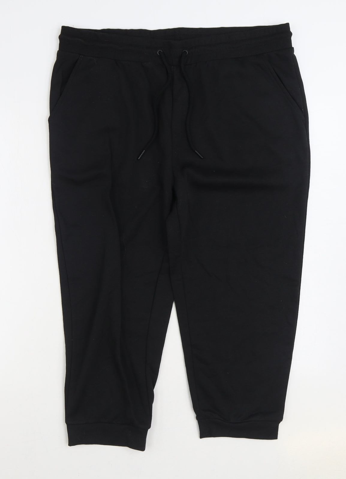 Studio Womens Black Cotton Jogger Trousers Size 16 L22 in Regular Drawstring