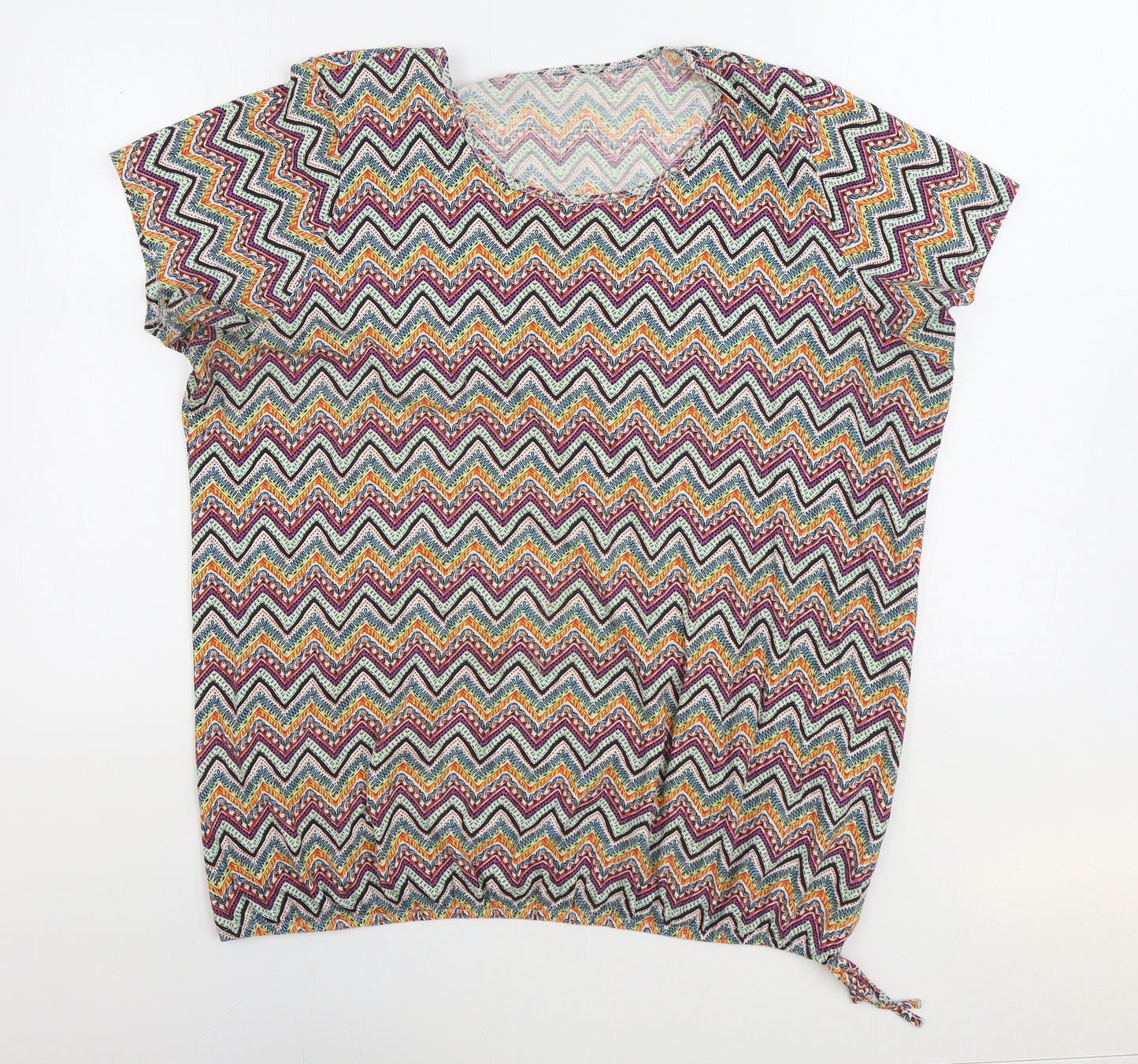 George Womens Multicoloured Geometric Cotton Basic Blouse Size 20 Round Neck