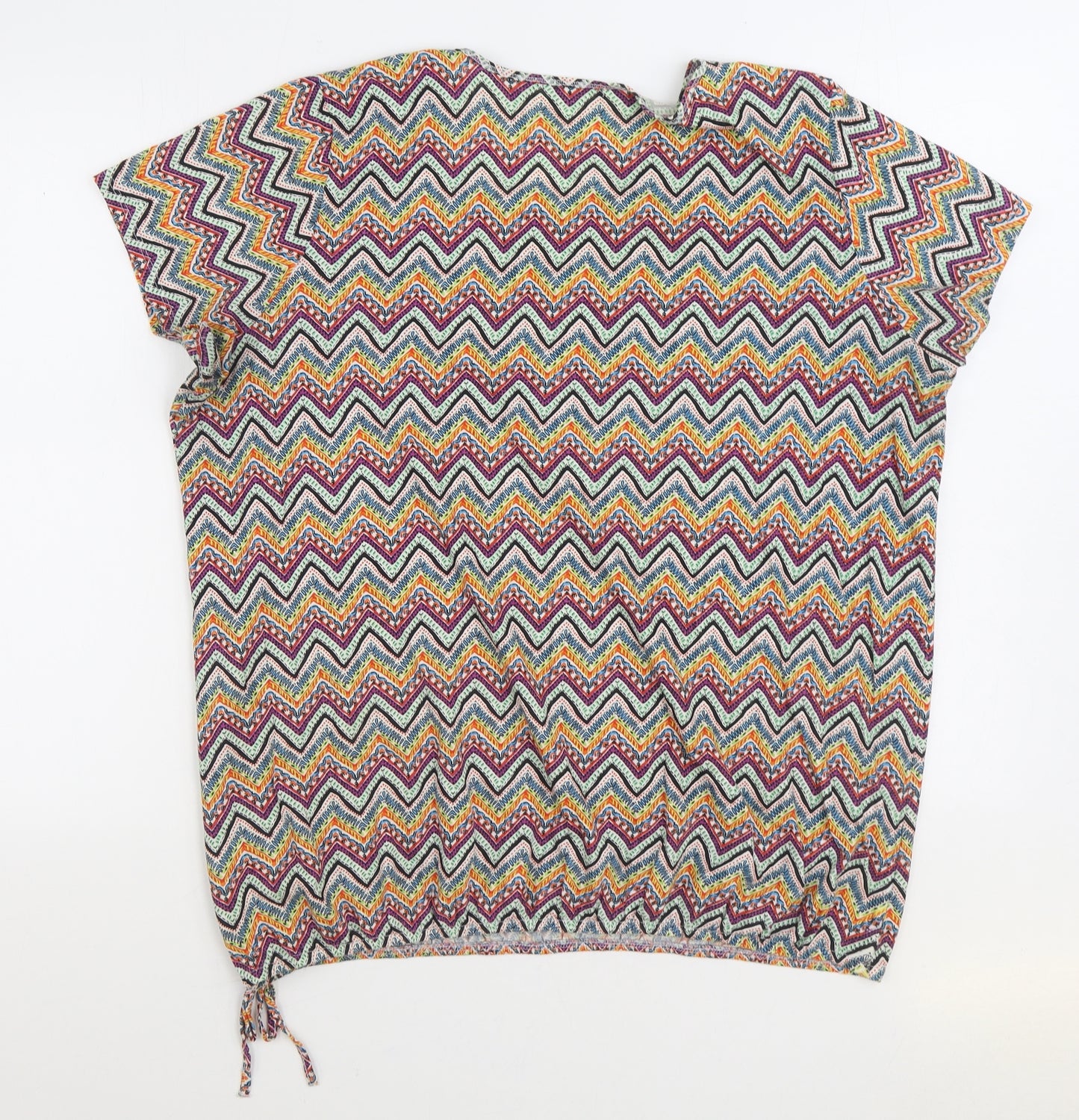 George Womens Multicoloured Geometric Cotton Basic Blouse Size 20 Round Neck