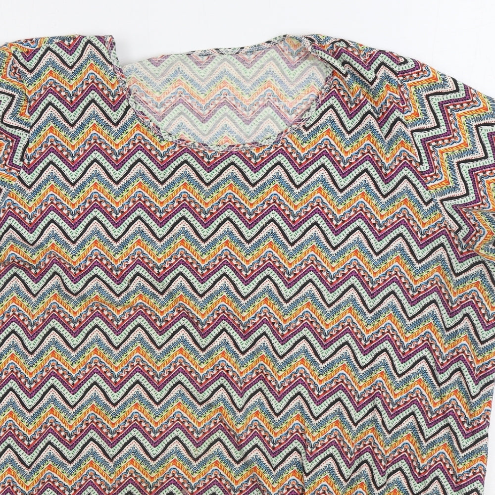 George Womens Multicoloured Geometric Cotton Basic Blouse Size 20 Round Neck