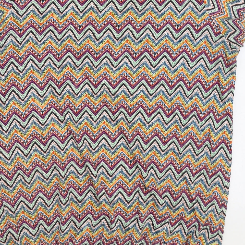 George Womens Multicoloured Geometric Cotton Basic Blouse Size 20 Round Neck