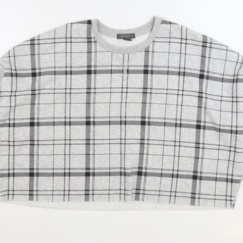 Primark Womens Grey Plaid Cotton Pullover Sweatshirt Size XL Pullover - Cropped