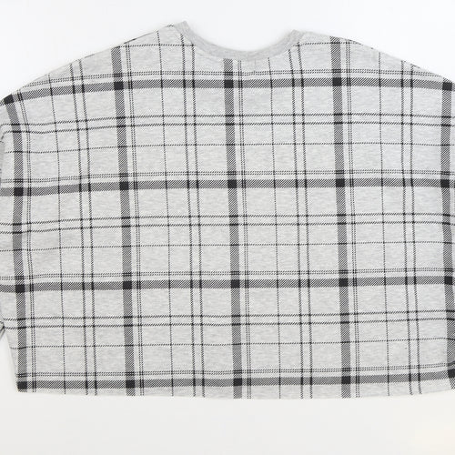 Primark Womens Grey Plaid Cotton Pullover Sweatshirt Size XL Pullover - Cropped
