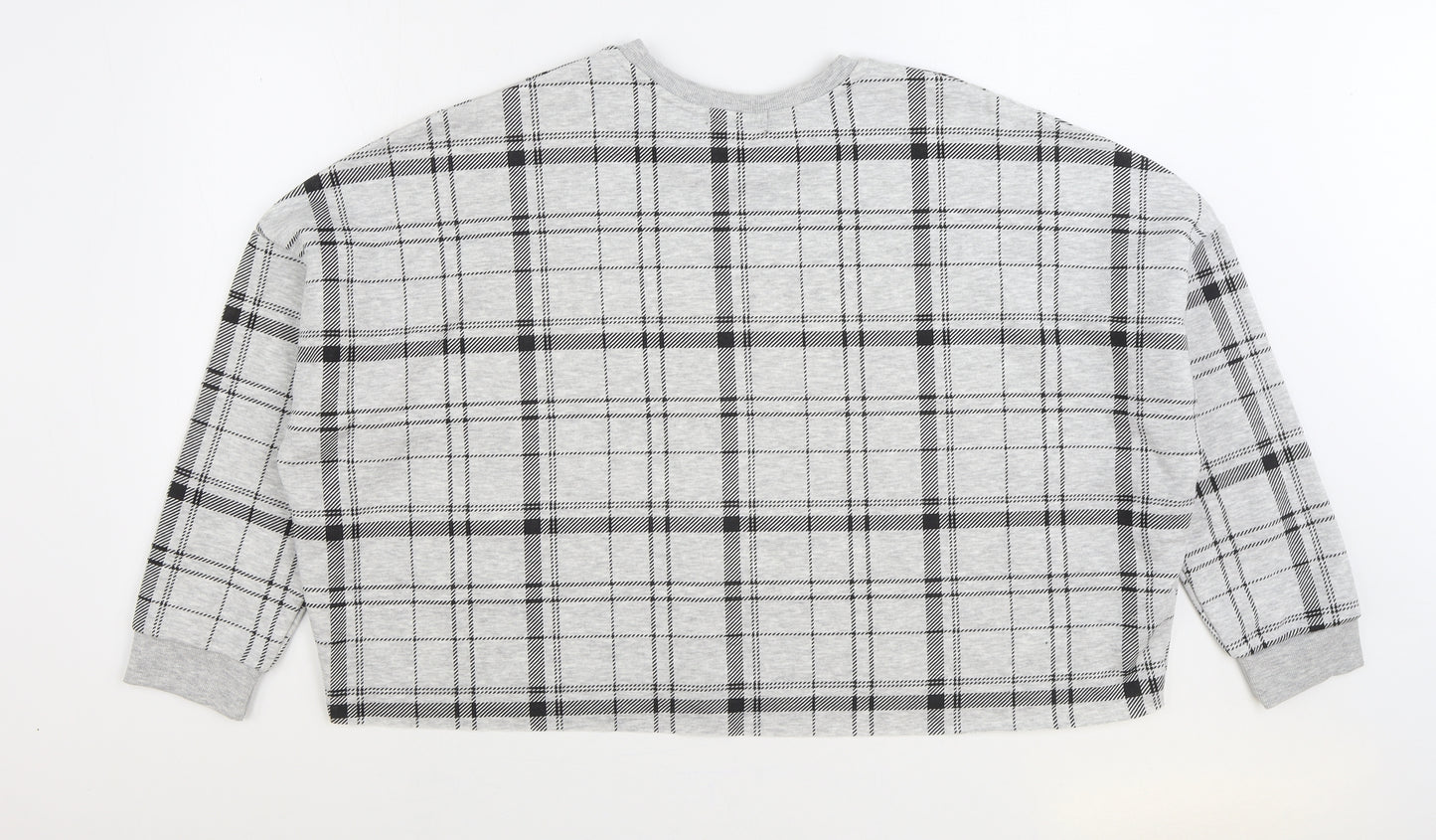 Primark Womens Grey Plaid Cotton Pullover Sweatshirt Size XL Pullover - Cropped