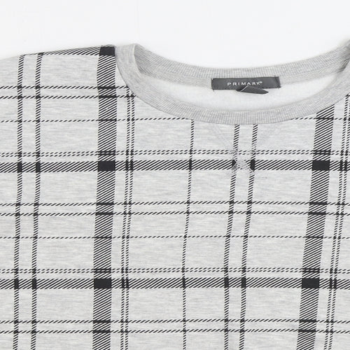 Primark Womens Grey Plaid Cotton Pullover Sweatshirt Size XL Pullover - Cropped