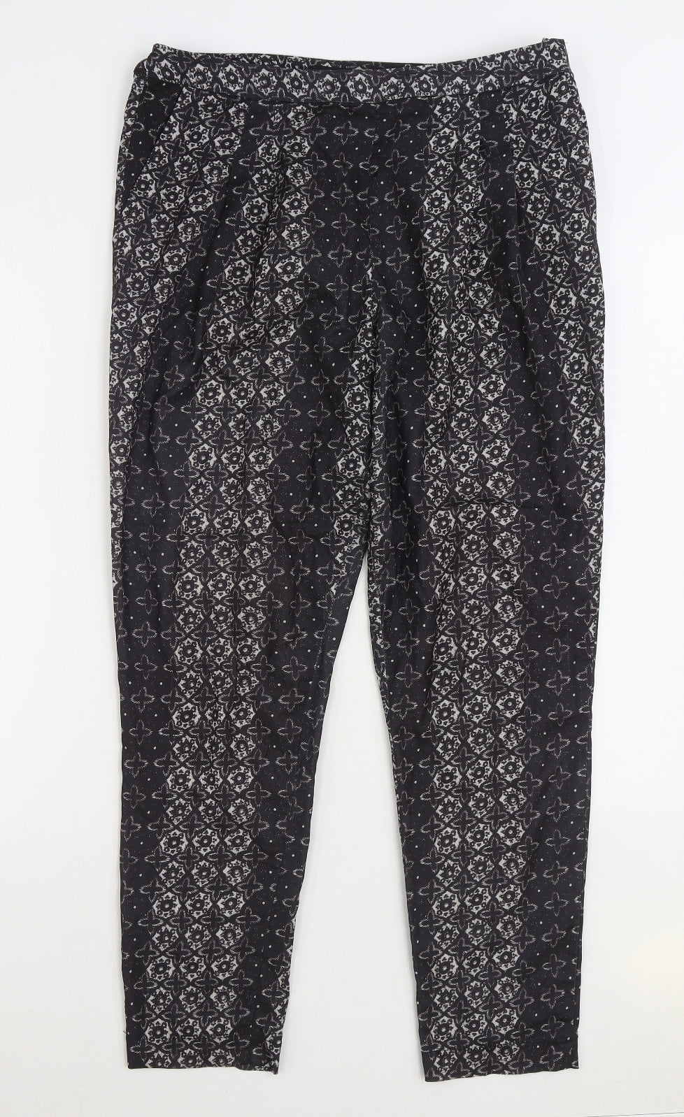 Atmosphere Womens Black Geometric Polyester Trousers Size 12 L28 in Regular Zip