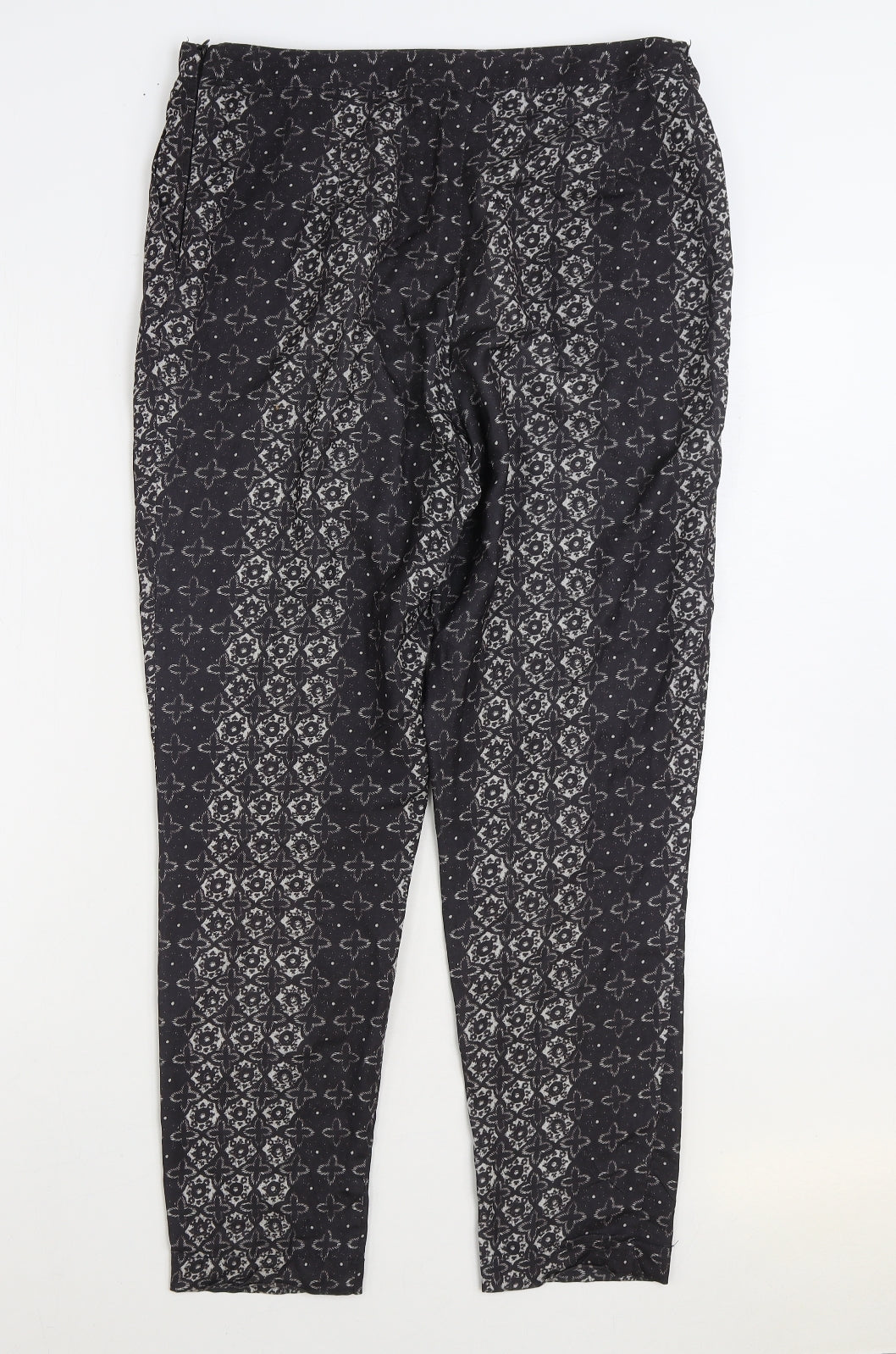 Atmosphere Womens Black Geometric Polyester Trousers Size 12 L28 in Regular Zip