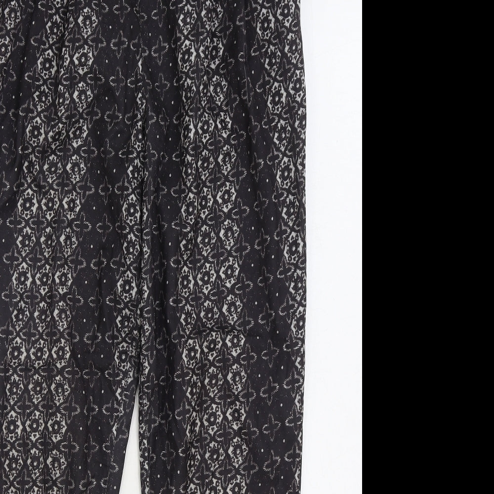Atmosphere Womens Black Geometric Polyester Trousers Size 12 L28 in Regular Zip