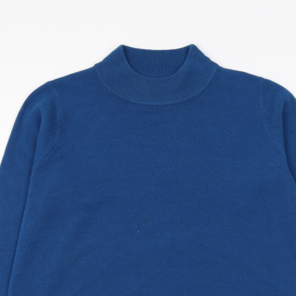 Marks and Spencer Womens Blue Mock Neck Acrylic Pullover Jumper Size 16