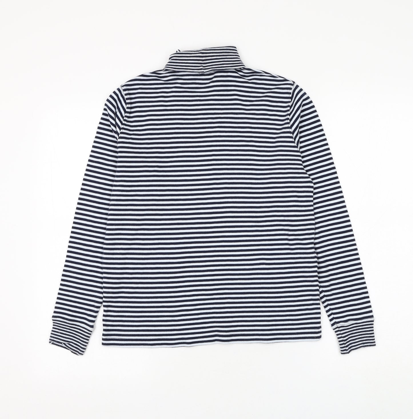 One Up Golf Womens Blue Roll Neck Striped Cotton Pullover Jumper Size S