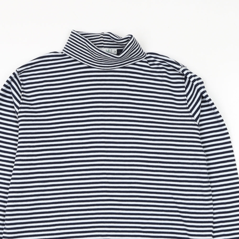 One Up Golf Womens Blue Roll Neck Striped Cotton Pullover Jumper Size S