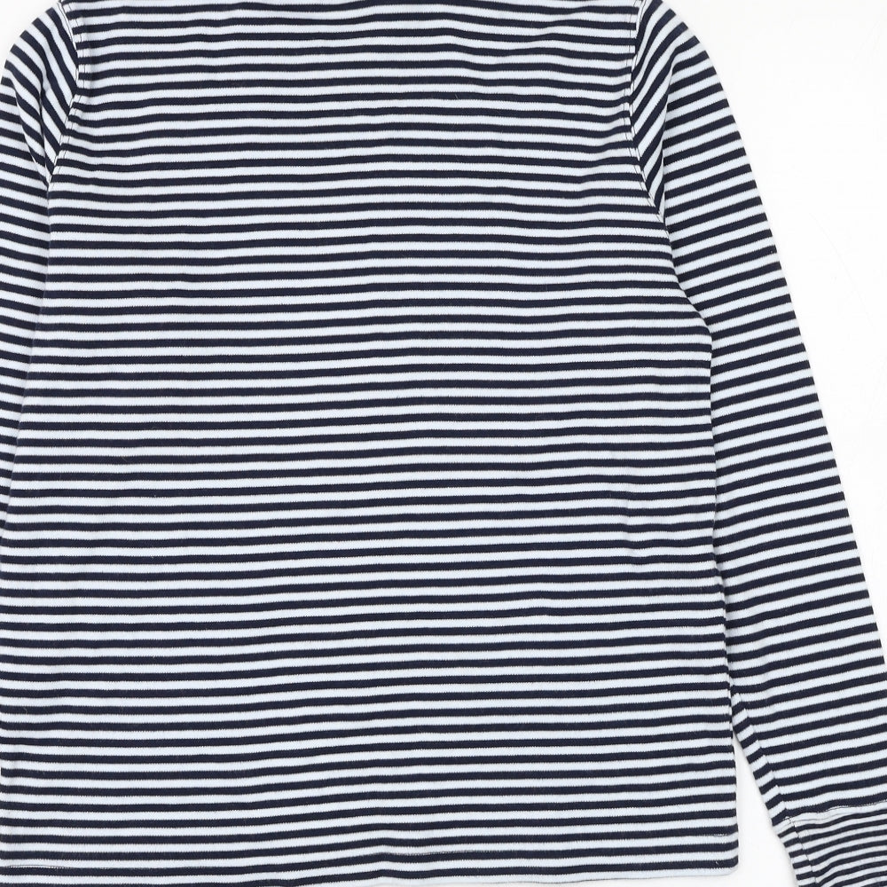 One Up Golf Womens Blue Roll Neck Striped Cotton Pullover Jumper Size S