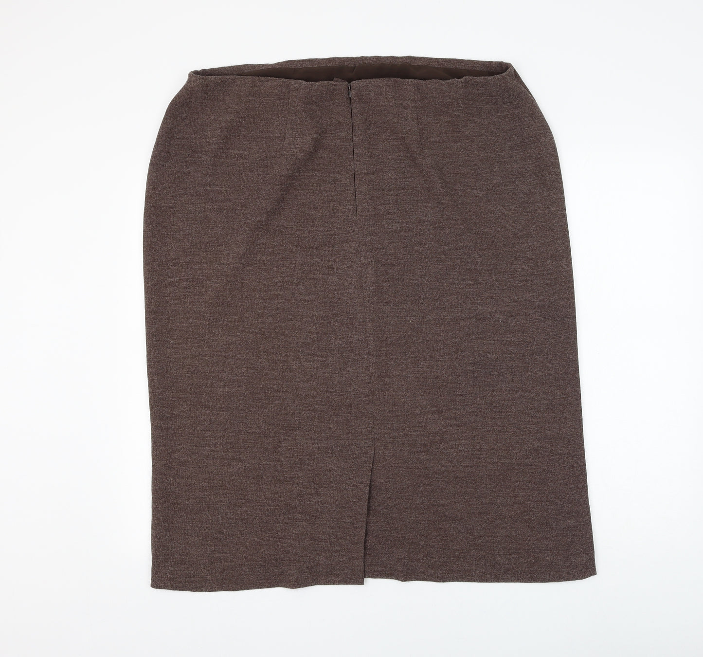 Marks and Spencer Womens Brown Polyester Straight & Pencil Skirt Size 22 Zip