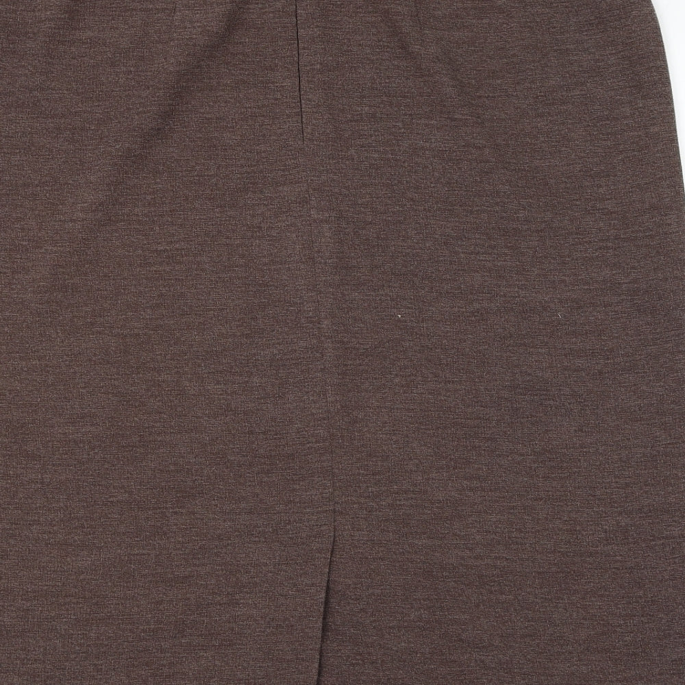 Marks and Spencer Womens Brown Polyester Straight & Pencil Skirt Size 22 Zip