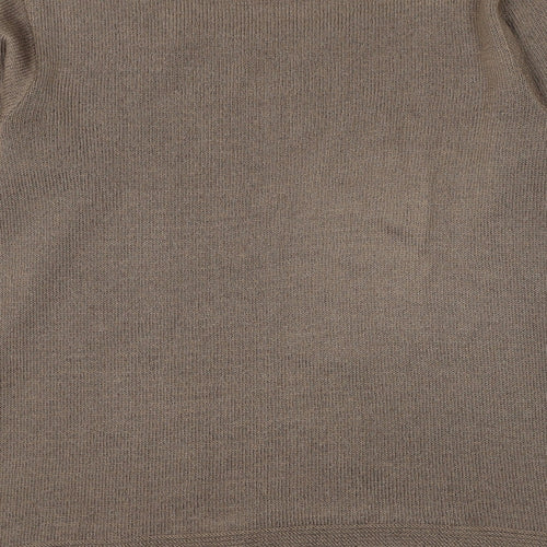 BASSINI Womens Brown Square Neck Acrylic Pullover Jumper Size M