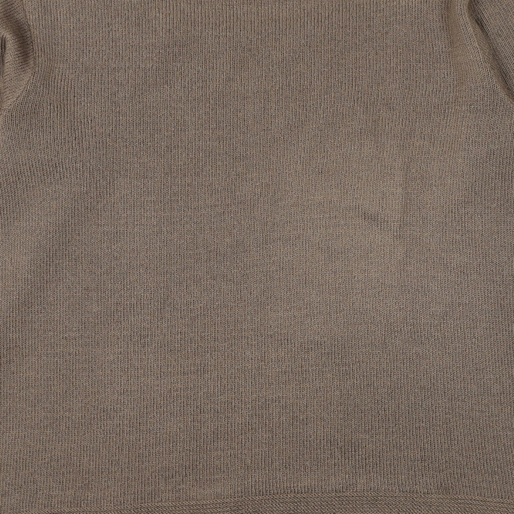 BASSINI Womens Brown Square Neck Acrylic Pullover Jumper Size M